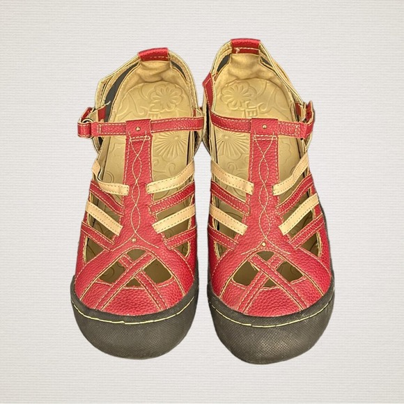 JBU Shoes - JBU by Jambu Anza Comfort Sandals Red Tan Womens Size 8 Wide